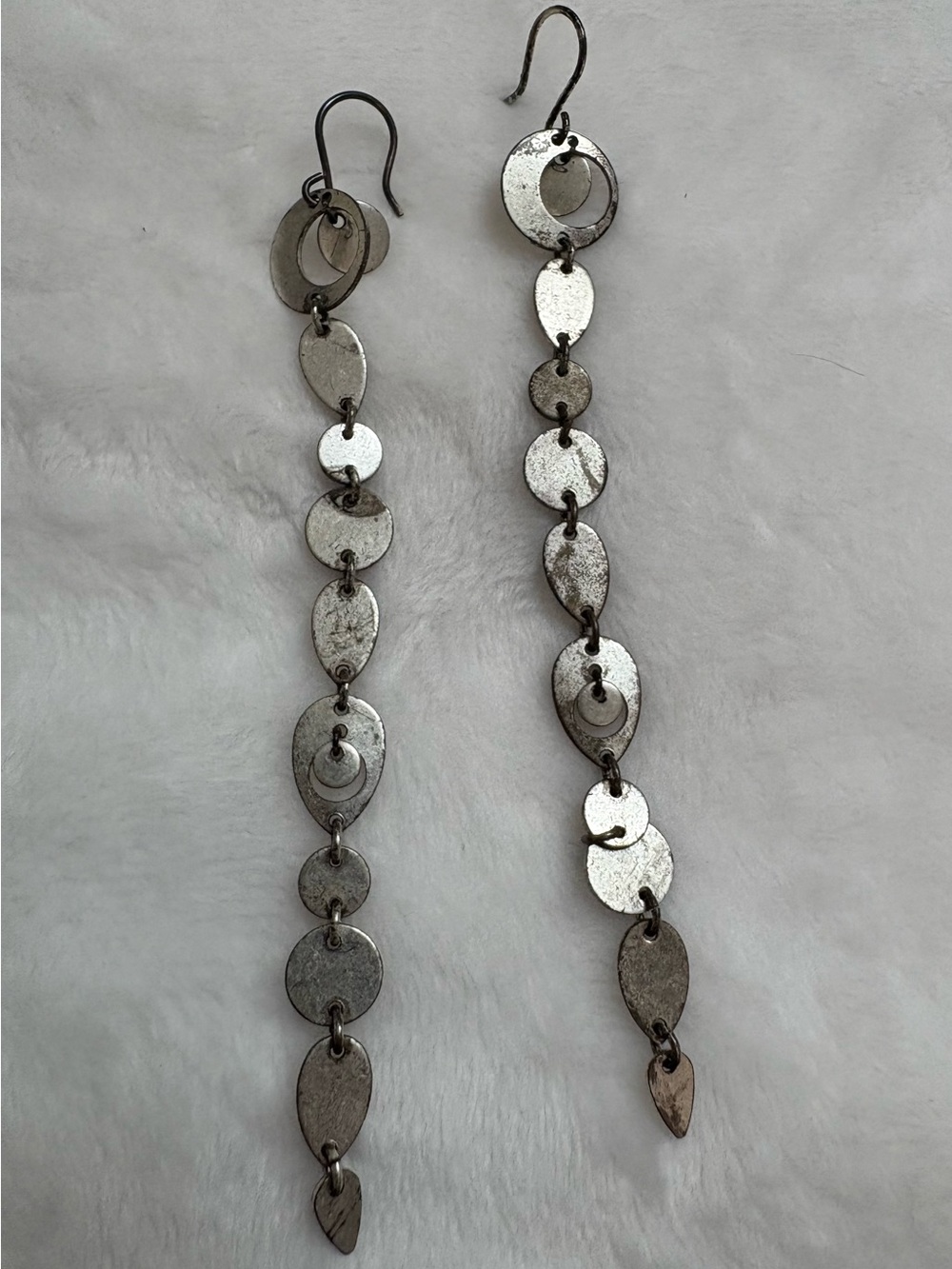 Metallic Silver Chain Drop Earrings - Women Jewelry
